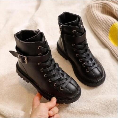 Childrens winter girls boots Martin boots childrens plush warm snow boots zipper girls platform shoes