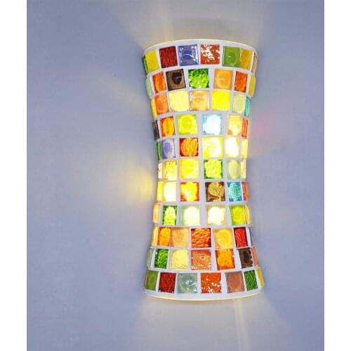 Sconces Wall Light Stained Glass Living Room E14 Socket Nordic Indoor Up Down Wall Light Fixtures for Bedroom Aisle Living Room