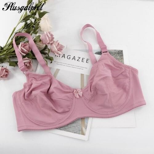 Plusgalpret Womens Solid Color Bra Full Coverage Non Padded Firm Support Control Underwired Plus Size Bra 36-52 D DD DDD E F