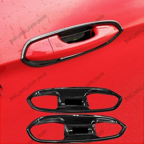Black Car Outside Door Handle Bowl Frame Decoration Fit For Ford Mustang 2015-2019