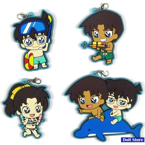 Detective Conan Anime keychain Jimmy Kudo Kaltou Kiddo Hattori Kazuha Ran Mouri Rubber strap/mobile phone charms D222B