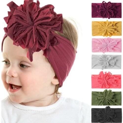 Baby Elastic Flower Headband Nylon Turban Headbands Hair Girls Bebe Bowknot Hairband Toddler Infants Accessories Photo Props