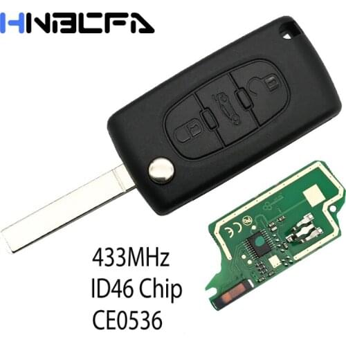 For peugeot 3 Button Car Remote Key 207 307 407 208 308 408 607 before 2011 Smar Car Key CE0536 VA2/HU83 Blade 433MHz ID46 Chip