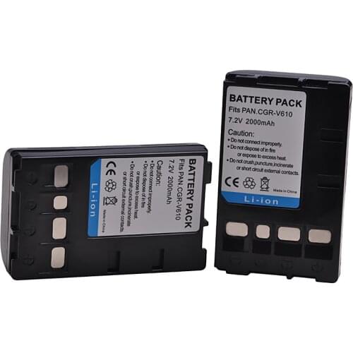 AsperX 2000mAh 2pcs CGR-V610 CGR V610 CGRV610 Battery for Panasonic NV-RX14 NV-RX18 NV-RX24 NV-RX27 RX37 RX18B RZ10 Battery