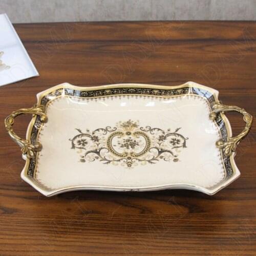 European Ceramic Storage Trays Painted Decorative Fruit Tray Living Room Dining Table Tableware Organizer Home Decoration