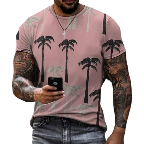 New 3D Digital Printing Plant Pattern T-shirt Mens Tide Brand Short-Sleeved Leisure Floral Beach Men Clothing Camiseta Hombre