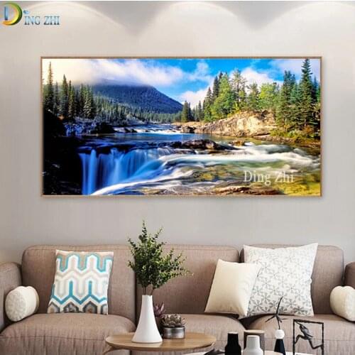 Home Decor Landscape Natural Waterfall Diamond Paintings Cross Stitch Scenery Mosaic Embroidery 5D DIY Square/Round Wall Art Kit