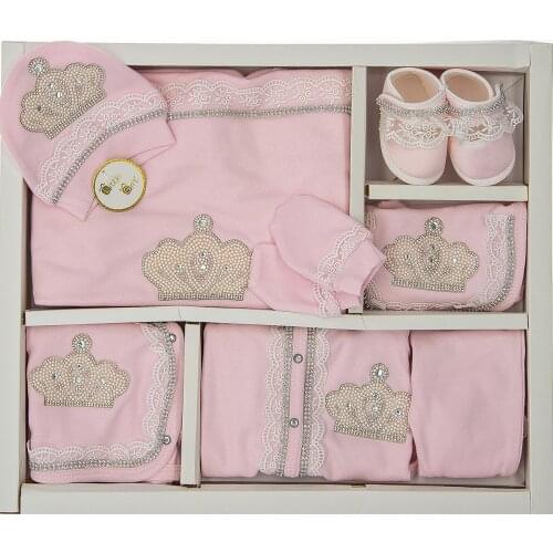 Baby Clothing Set Newborn Cotton Basic Essentials Lacy Pearly Crowned 10 Piece Layette Wellcome Home Gift 0-3 Months