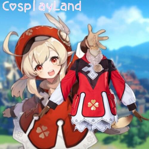 Hot Game Genshin Impact Cosplay Klee Cosplay Costume Carnival Halloween Costumes Women Lolita Dress Sweet Uniform Red Dress