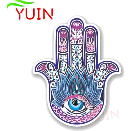 Personality Hamsa Hand Car Sticker Religion All Seeing Eye Decals PVC Window Decoration Accessories Waterproof Decal 17*13cm