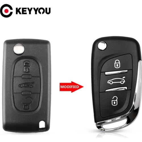 KEYYOU Modified Folding Remote Car Key Case For Peugeot 307 408 308 Partner Citroen C2 C4 C5 Berlingo Xsara Picasso CE0536