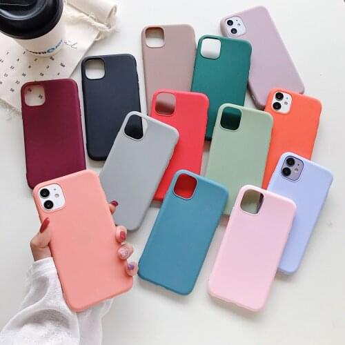 Fashion Simple Candy Color Cute Soft Case For iphone 11 Pro XR X XS Max 6 7 8 6s Plus 5 SE Solid Silicone Couples Cover Coque