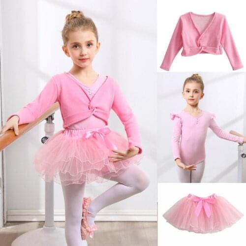 Newest Girl Ballet Dresses Gymnastic Leotard Jacket Children Dance Clothes With Coat For Kids Dancing Practice Costume Skirt