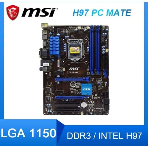 MSI H97 PC Mate Desktop Motherboa Intel H97 LGA1150 DDR3 32GB PCI-E 2.0 Core i7/i5/i3/Pentium cpus SATA 3 USB3.0 ATX Motherboard