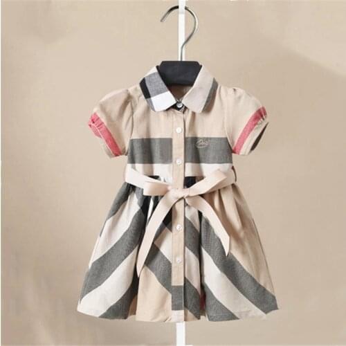 Dress for Girls Big Bow Girls Dress Short Sleeve Casual Plaid Dress Girl 2020 Summer Kids Dresses for Girls1-6T