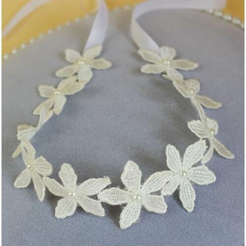 Handmade White Flower Lace Headbands Classic Girls Wedding Hair Jewelry Accessories
