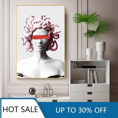 Christmas Canvas Paintings Vaporwave Sculpture Of Medusa Posters Graffiti the Wall Art Cover Face of Medusa Pictures Home Decor