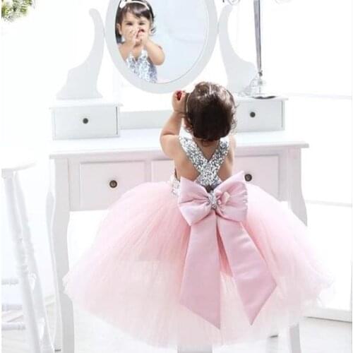 Pink Princess Dress For Kids Party Tutu Prom Gown Children Birthday Pageant Communion Formal Vestidos
