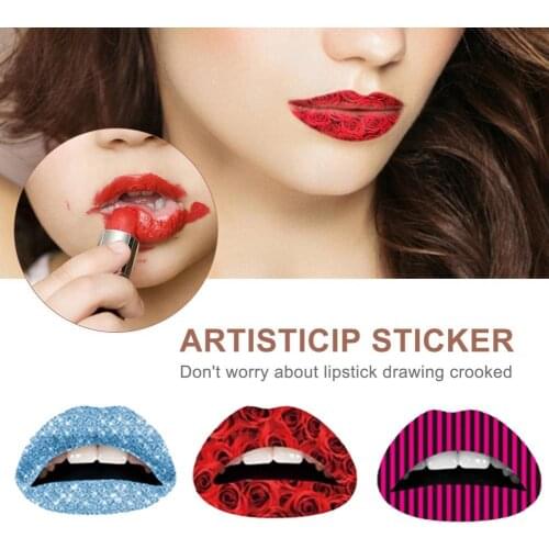 Self-adhesive 3Pcs Nice-looking Makeup Lip Decal Sticker Various Styles Lip Masque Perfect Fitting Friends Gift