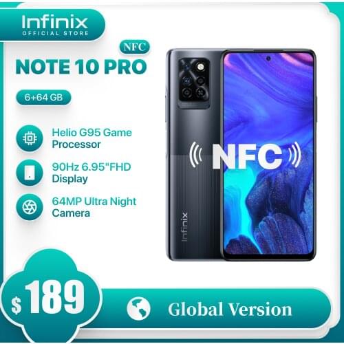 Infinix Note 10 Pro SmartPhone NFC Facial Recognition Unlock 33W Super Charge Octa-core Helio G95 6.95 Inch 90Hz High Refresh