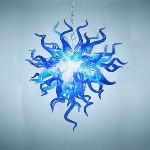 Modern Luxury Chandelier Cobalt Blue Turquoise Color LED Nordic Duplex Building Spiral Staircase Lamp Dining Room Art Decoration