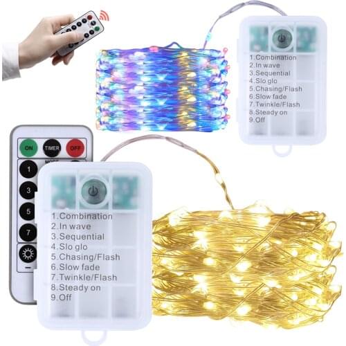 5M 10M LED String Lights Copper Wire Battery Operated Remote Control Timer Christmas Wedding Party Decoration LED Fairy Lights