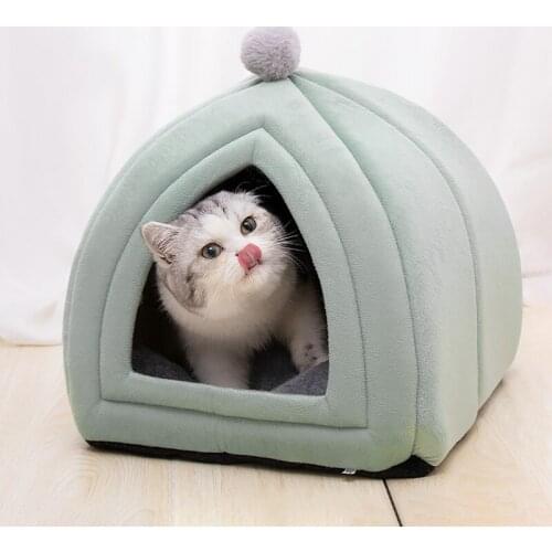 Warm Cat Cave Bed Lovely Dog Bed Kennel House Soft Kitten Nest Winter Puppy Kennel For Cats Small Medium Large Dogs Animals Mat
