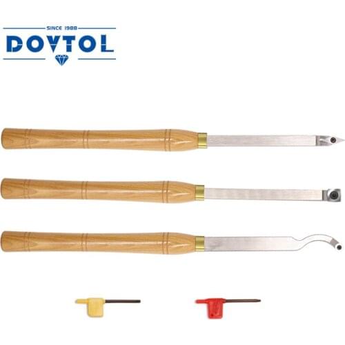 Carbide Tipped Wood Turning tools Lathe set Rougher Detailer Swan Neck Hollower with Solid Wood Handle