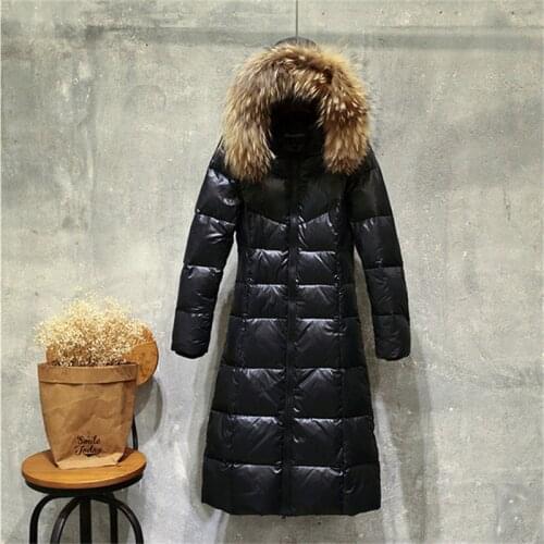 2021 Winter Jacket Women Real Fur Coat natural Raccoon Fur Collar Long Parka Duck Down jacket waterproof