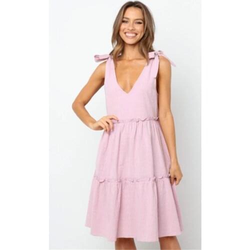 Summer Dress Women Clothing Black A-Line Dresses Femme Robe Patchwork Bow V-Neck Sleeveless Loose Long Dress For Women Vestidos