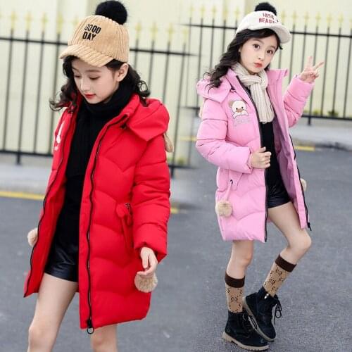 Girls winter clothes cotton padded jacket childrens down cotton padded jacket middle length foreign style teen girl padded coat