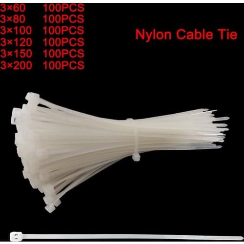 100pcs/bag Assorted Self-locking Nylon Cable Ties Wire Wrap Zip Ties Fastening Strap Cable-Tie-Set Self-Locking Plastic Tie