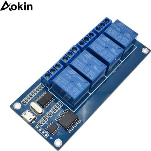 2 Pcs micro usb relay module 5v 4 channel relay module relay control panel with indicator 4 way relay output usb interface