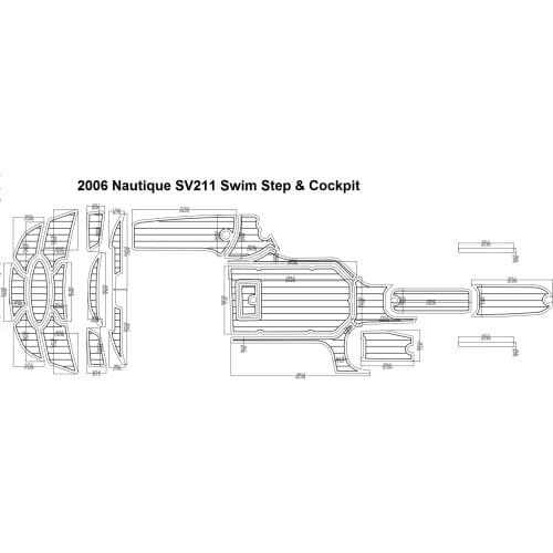 2006 Nautique SV211 Swim Step & Cockpit Pad Boat EVA Teak Decking 1/4" 6mm