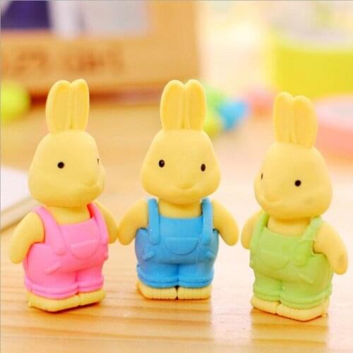 27 Pcs/lot Creative stationery cute cartoon bib pants rabbit eraser student prizes Stationery for office supplies