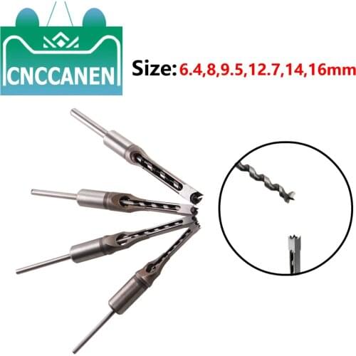 4PCS HSS Twist Drill Bits Woodworking Square Hole Drill Bits Hole Saw Sets Mortising Chisel Set Woodworking Drill Tools