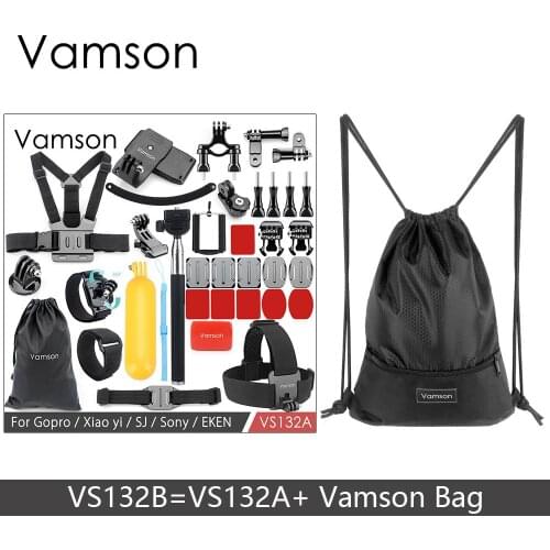 Vamson Accessories for Gopro Hero 6 5 4 3 Set Helmet Strap Collection Bag Bicycle Mount for Xiaomi for Yi for SJCAM VS132