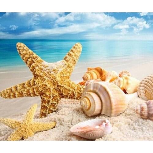 Diamond Painting Cross Stitch Sea Shell Starfish Scenery Home Decor Full Rhinestone Mosaic 5D Diamond Embroidery