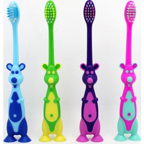 Free Shipping 10pieces/lot Children Cartoon kangaroo Soft Plastic Toothbrush for Boy Girl Gift Wholesale Independent packaging