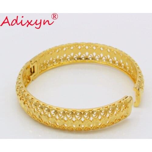 Adixyn Dubai (Can Open) Bangle for Women/Girls Gold Color African Middle East Bracelet Jewelry Gifts N072411