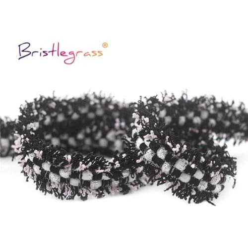 BRISTLEGRASS 1 Yard 3/4" 20mm Glitter Tweed Braided Crochet Lace Trim Macrame Tassel Fringed Ribbon Hair Clip Dress Sewing Craft