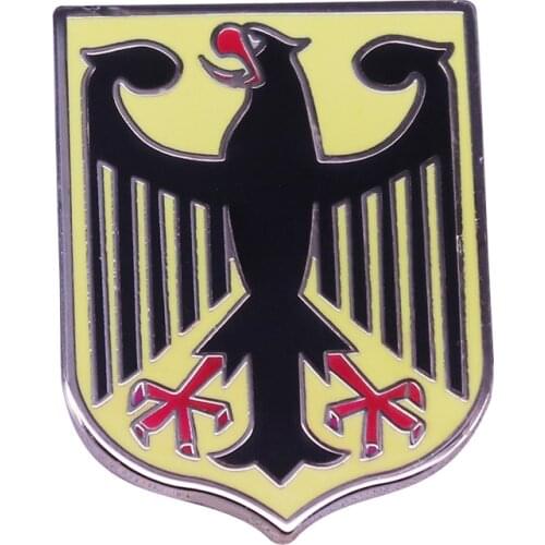 Germany Eagle Black Red Enamel Brooch Yellow Shield Badge For Lapel Coat Scarf Sweater Lover Collection