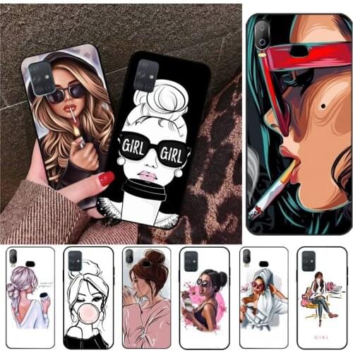 Fashion coffee smoking girl Phone Case For Samsung Galaxy A21S A01 A11 A31 A81 A10 A20E A30 A40 A50 A70 A80 A71 A51