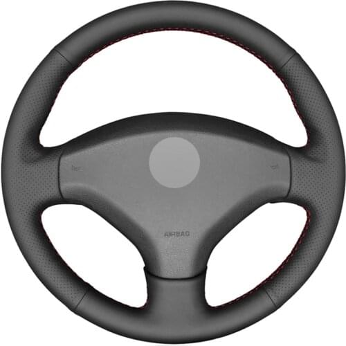 Black PU Faux Leather DIY Hand-stitched Car Steering Wheel Cover for Peugeot 308 2007-2013 3008 2011-2015 408 2010-2014