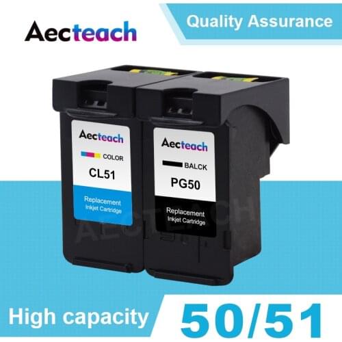 Aecteach PG50 CL51 for Canon PG 50 CL 51 Ink Cartridge Pixma iP2200 iP6210D iP6220D MP150 MP160 MP170 MP180 MP450 Printer