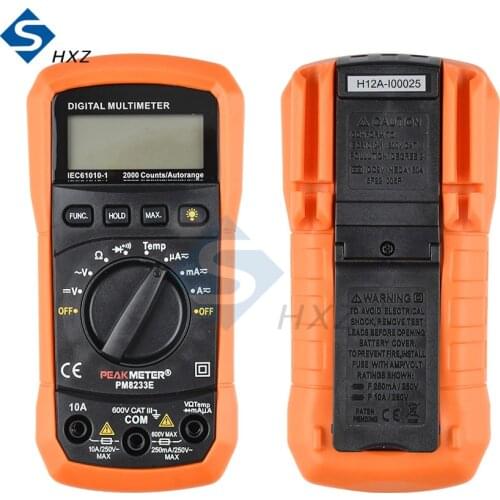 MS8233E LCD Digital Multimeter Auto Range AC DC Current Voltage Diode Temperature Resistor Ohm Tester Voltmeter Ammeter Detector