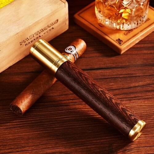 CIGARLOONG Cedar Wood Cigar Tube Holder Portable Single Cigar Case Travel Mini Humidor Box With Gift Box