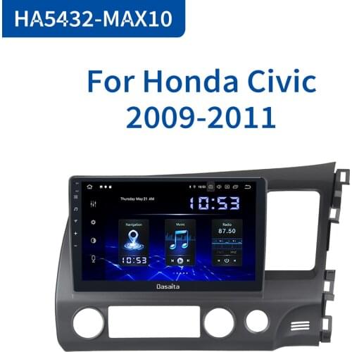 Dasaita 10.2" 1 Din Car Android 10.0 Radio for Honda Civic 2006 2007 2008 2009 2010 2011 1280*720 GPS Carplay Bluetooth