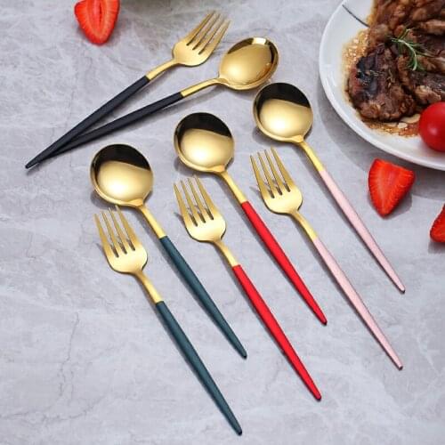 Vajilla European Stainless Steel Fruit Fork Household Spoon Dessert Fork Spoon Fruit Insert Tableware Set Kitchen Gadget Sets