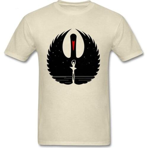 Elegant Design T-shirt Men Black Dance Swan Tshirt Print Custom T Shirts For Adult Retro Beige Tops Oversized Male Tees Fashion